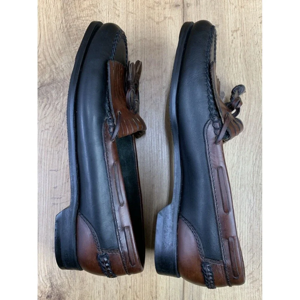 Johnston & Murphy Men’s Boat Deck Kiltie Tassel Loafers Black Brown Leather 10 M